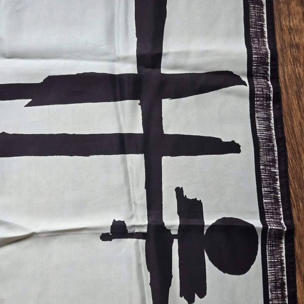Black and Cream Square Scarf Brush Strokes Classic Style Neutral Classy Gift